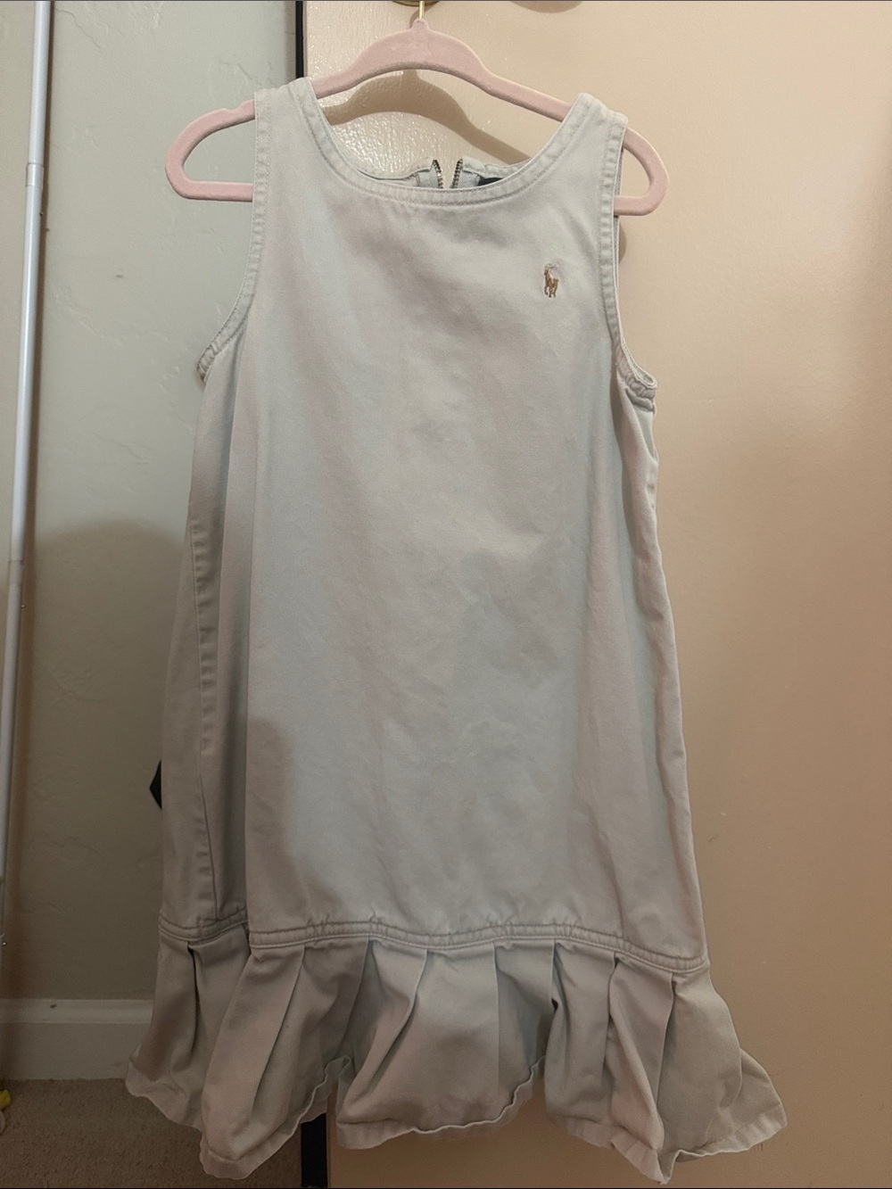 Ralph Lauren Light Beige Sleeveless Ruffle Hem Dress